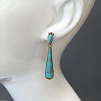 Antique Gold Turquoise Drop Dangle Earrings 202//202